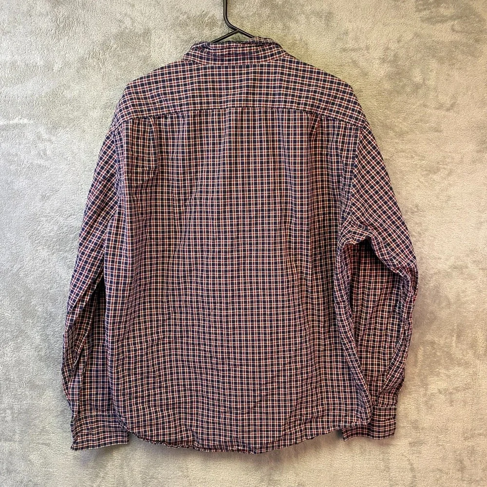 J.Crew Shirtings Washed Tartan Shirt Mens XL Red Blue Plaid Button Front Cotton